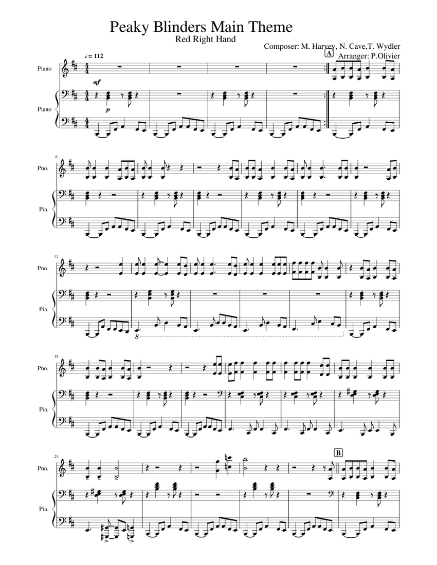 Peaky_Blinders_Main_Theme__PIANO 4 MAINS SAX Sheet music for Piano