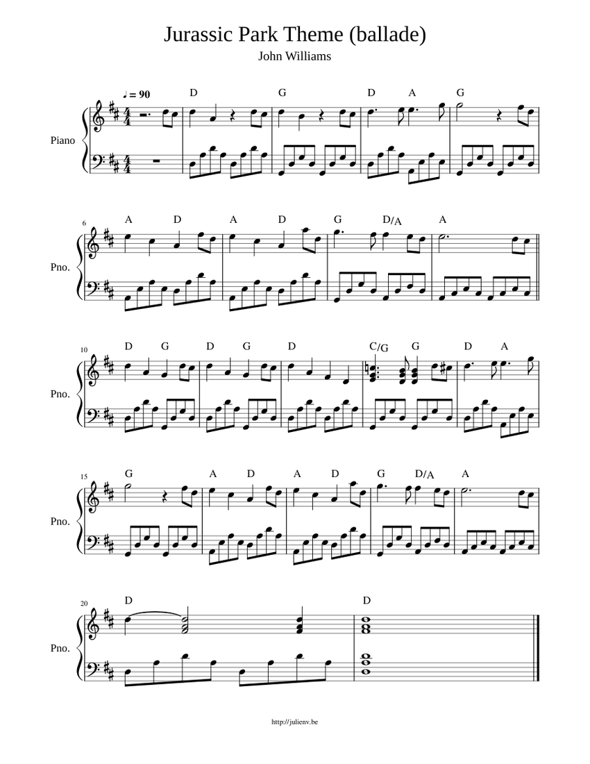 Jurassic Park Theme Sheet music for Piano (Solo) | Download and print