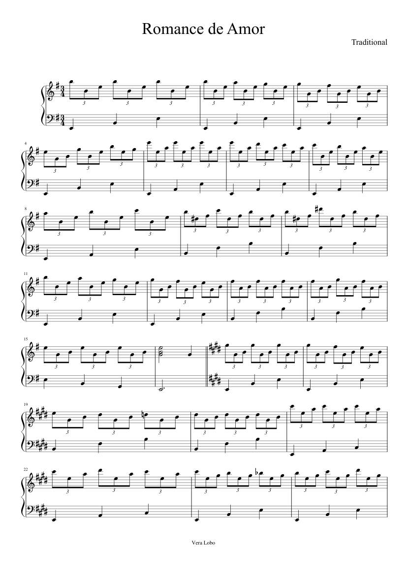 Romance De Amor Sheet Music For Piano (Solo) | Musescore.Com