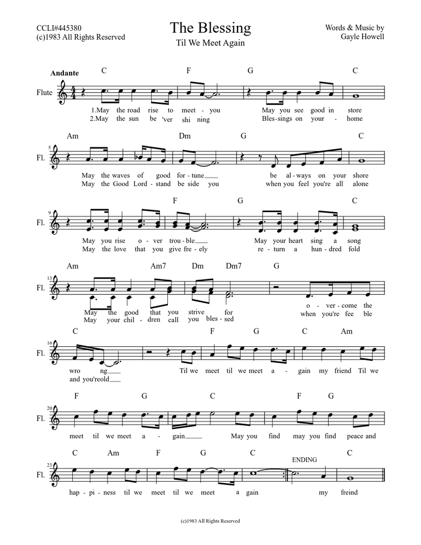 The Blessing (LS) Sheet music for Flute (Solo)