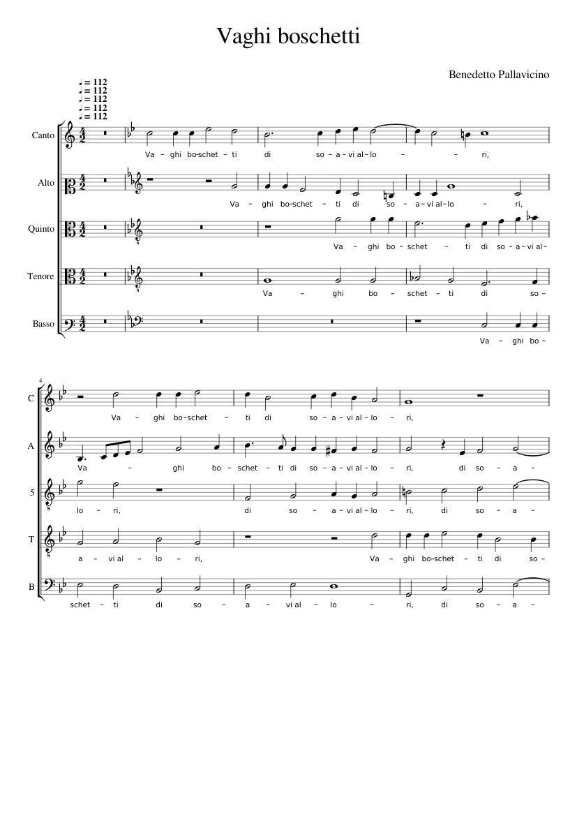 Vaghi boschetti di soavi allori