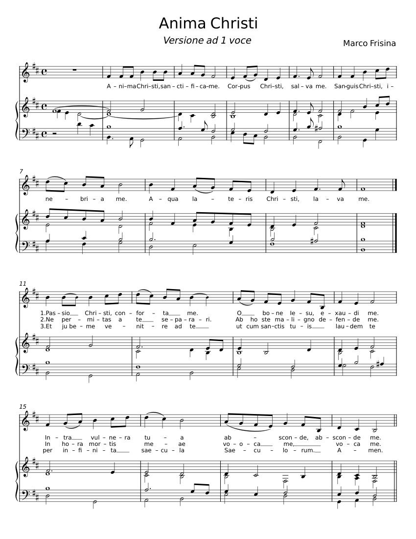 Anima Christi - Marco Frisina Sheet Music for Piano, Synthesizer (Mixed ...
