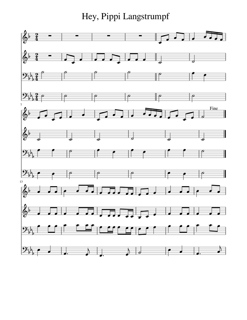 Pippi Långstrump - Pipi Calzaslargas Sheet music for Piano (Solo) Easy