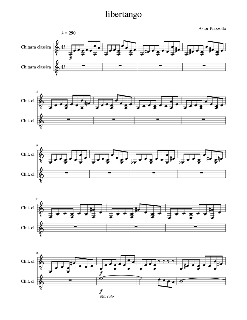 Download and print in PDF or MIDI free sheet music for Libertango Piazzolla...