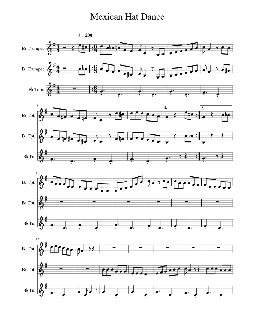 in PDF or MIDI free sheet music for Mexican Hat Dance by Misc Traditional a...