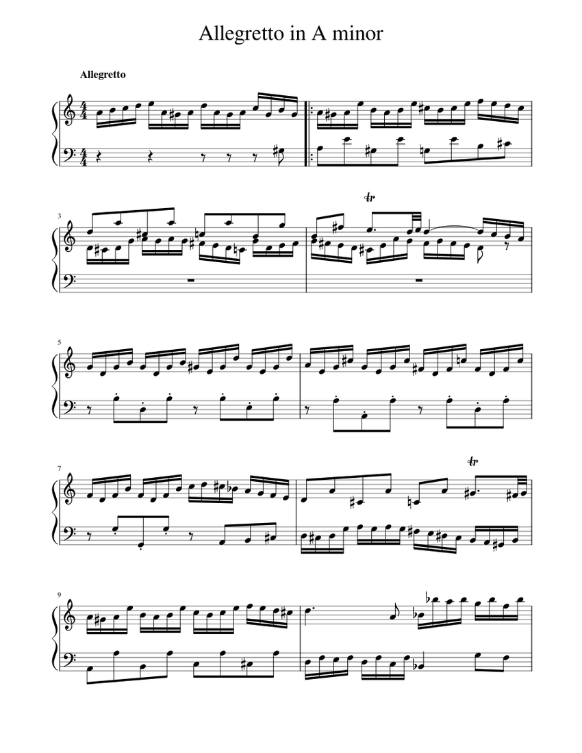 Allegretto in a minor Sheet music for Piano (Solo) | Musescore.com