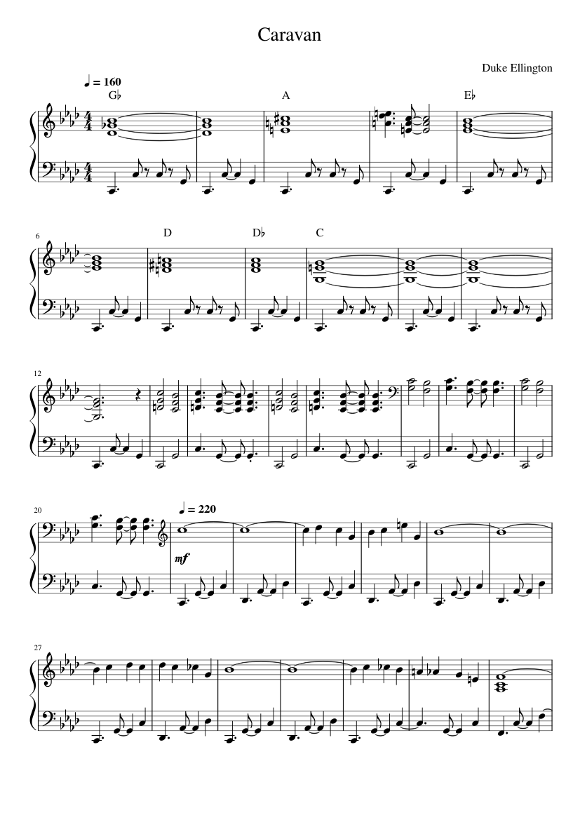 Duke Ellington - Caravan (комби) Sheet music for Piano (Solo ...