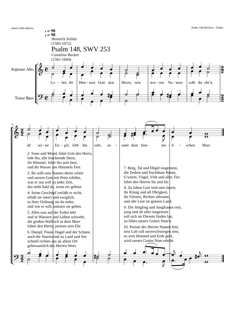 Lobet ihr Himmel Gott den Herrn SWV 253