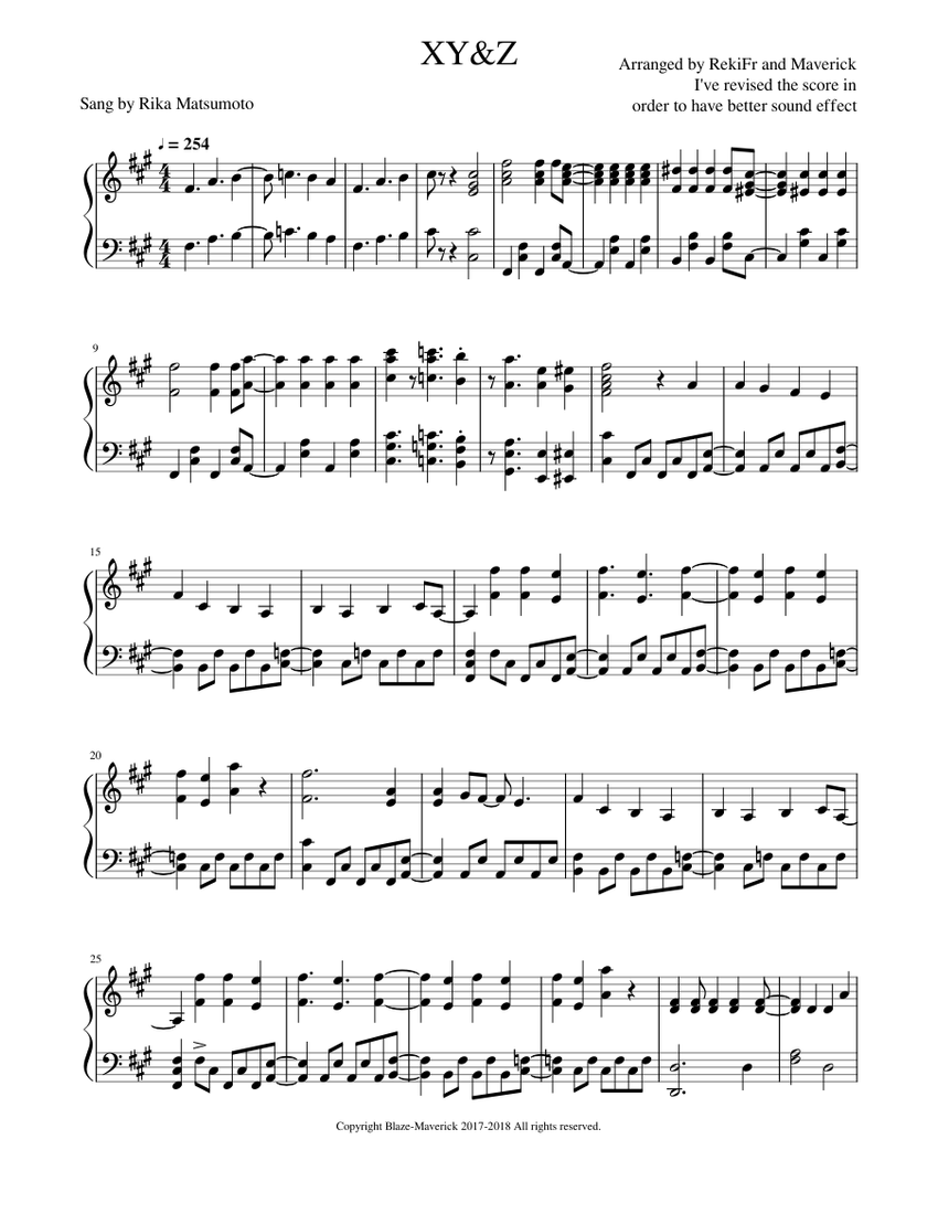Xy Z Pokemon Op Sheet Music For Piano Solo Musescore Com