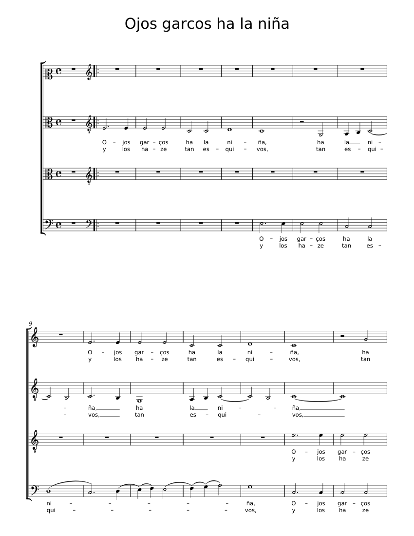 Ojos garços ha la niña - Francisco Guerrero Sheet music for Vocals ...