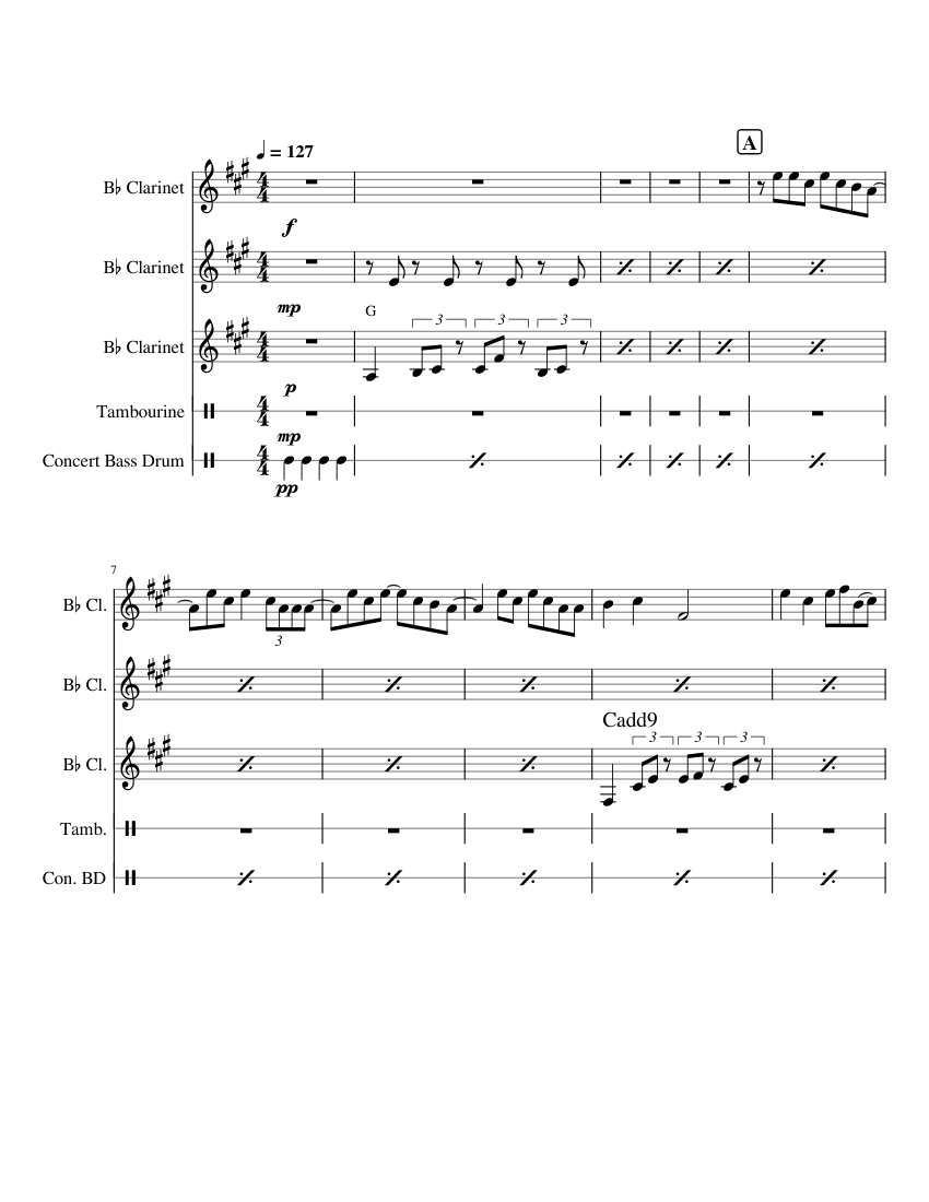 Flowers in your hair Sheet music for Tambourine, in bflat