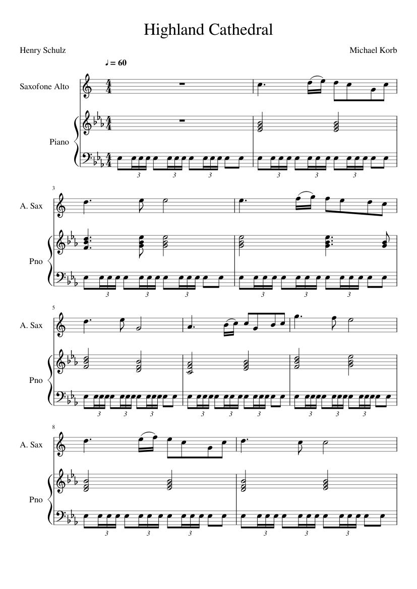 Highland Cathedral Sheet music for Piano, Saxophone alto (Solo) |  Musescore.com