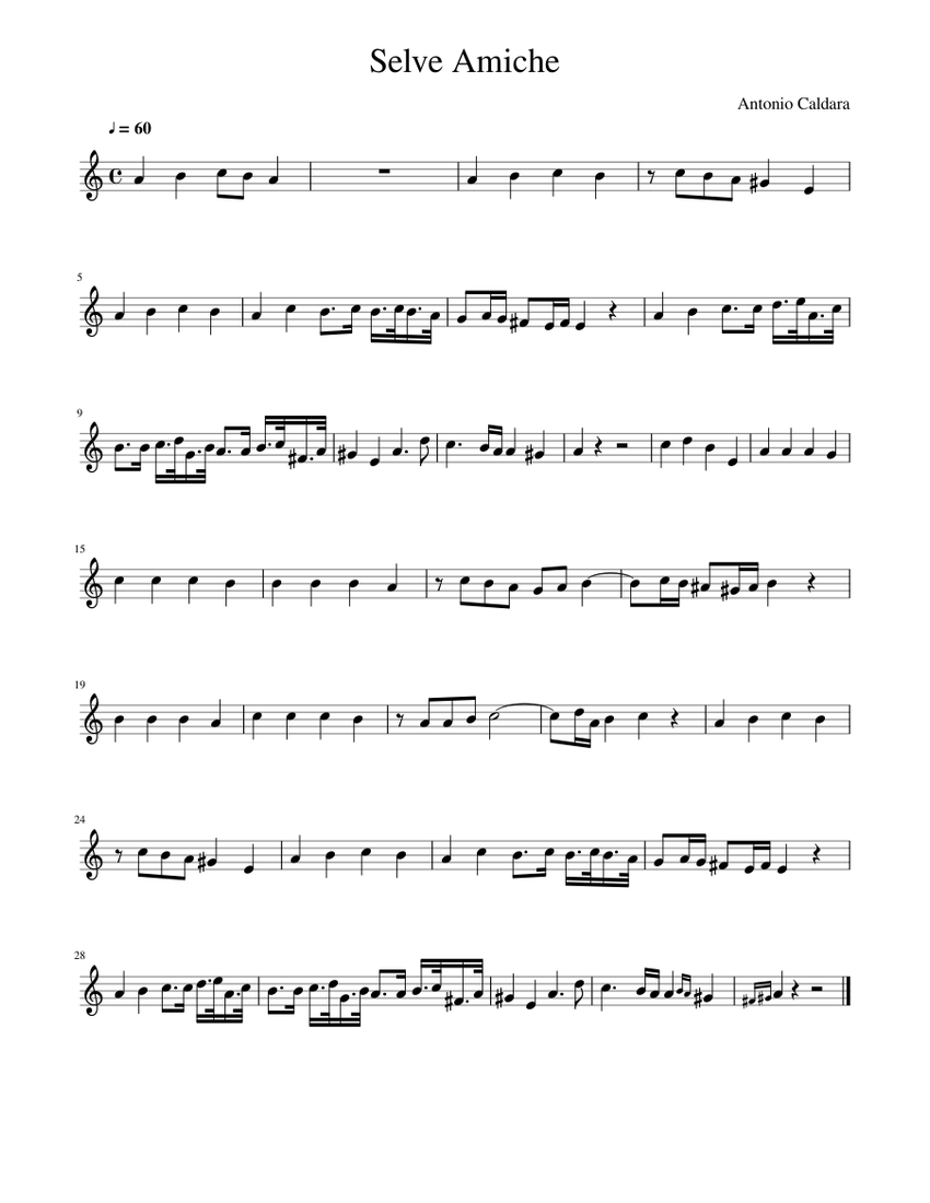 Selve Amiche Sheet music for Piano (Solo) | Musescore.com