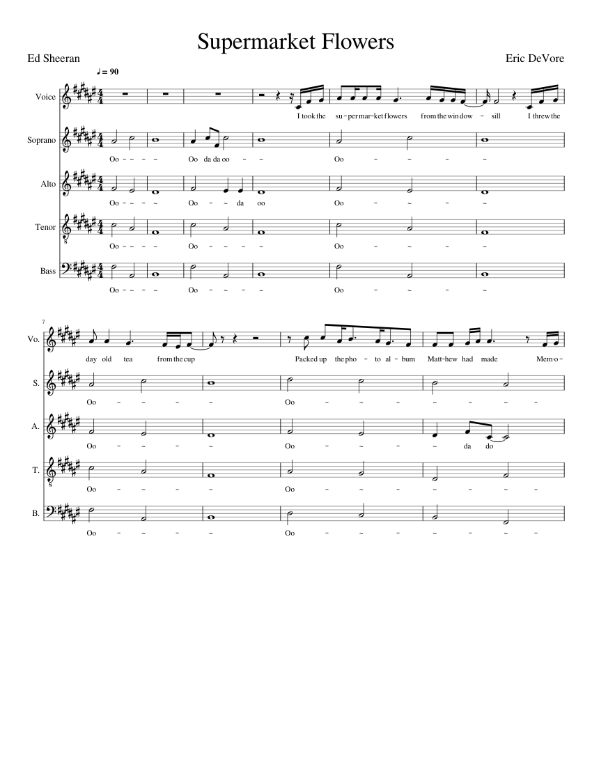 A Cappella Sheet Music For Piano