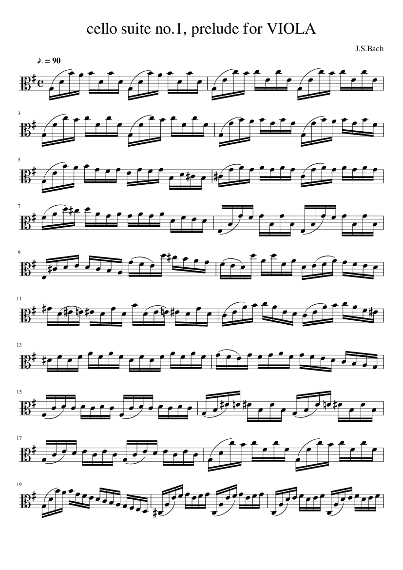 cello suite no.1, prelude for VIOLA Sheet music for Viola (Solo) |  Musescore.com