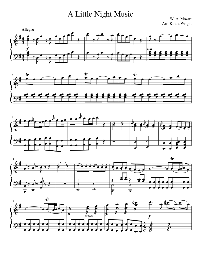 Eine Kleine Nachtmusik for Solo Piano Sheet music for Piano (Solo) |  Musescore.com