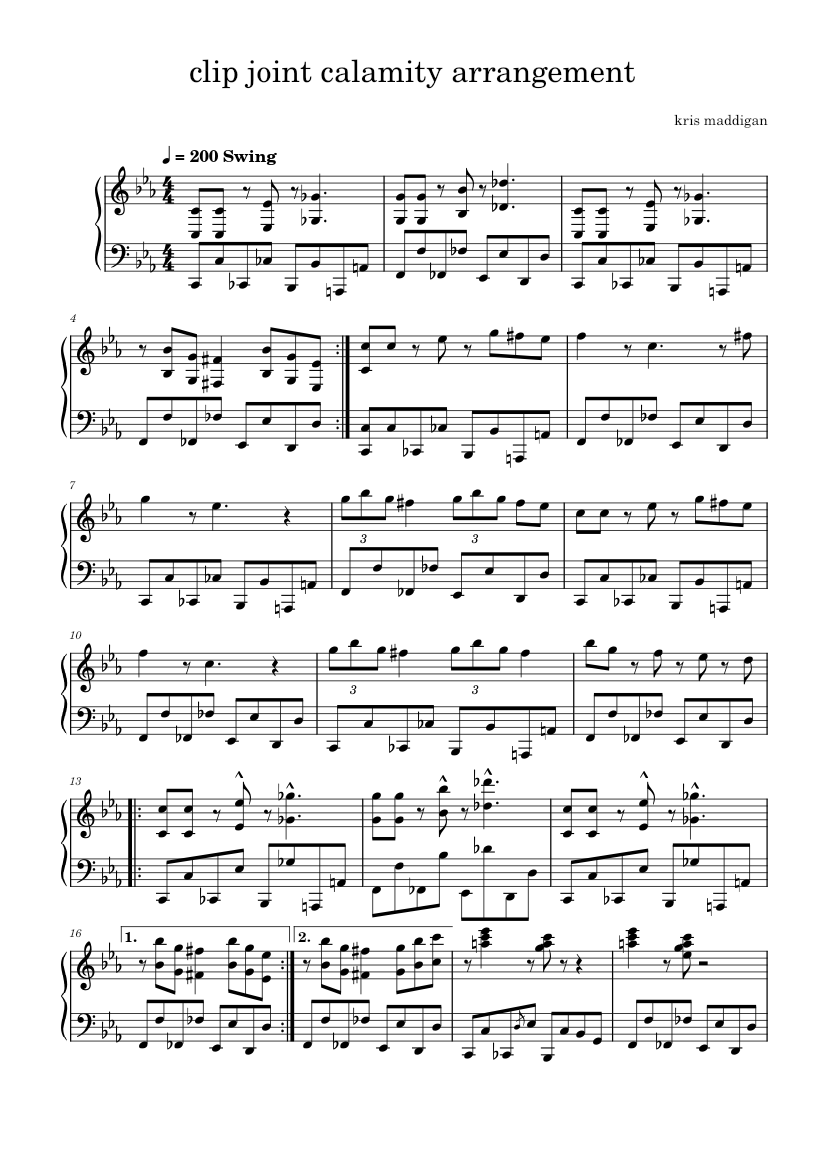 Clip Joint Calamity Piano Version 2 Sheet music for Piano (Solo)