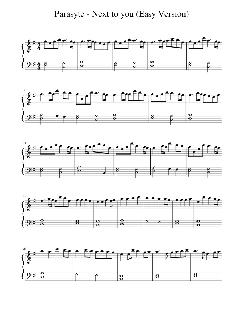 Parasyte Next To You Easy Version Sheet Music For Piano Solo Musescore Com
