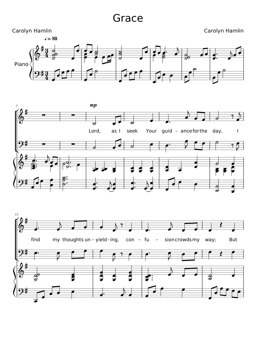 Grace Sheet music for Piano, Vocals (SATB) | Musescore.com