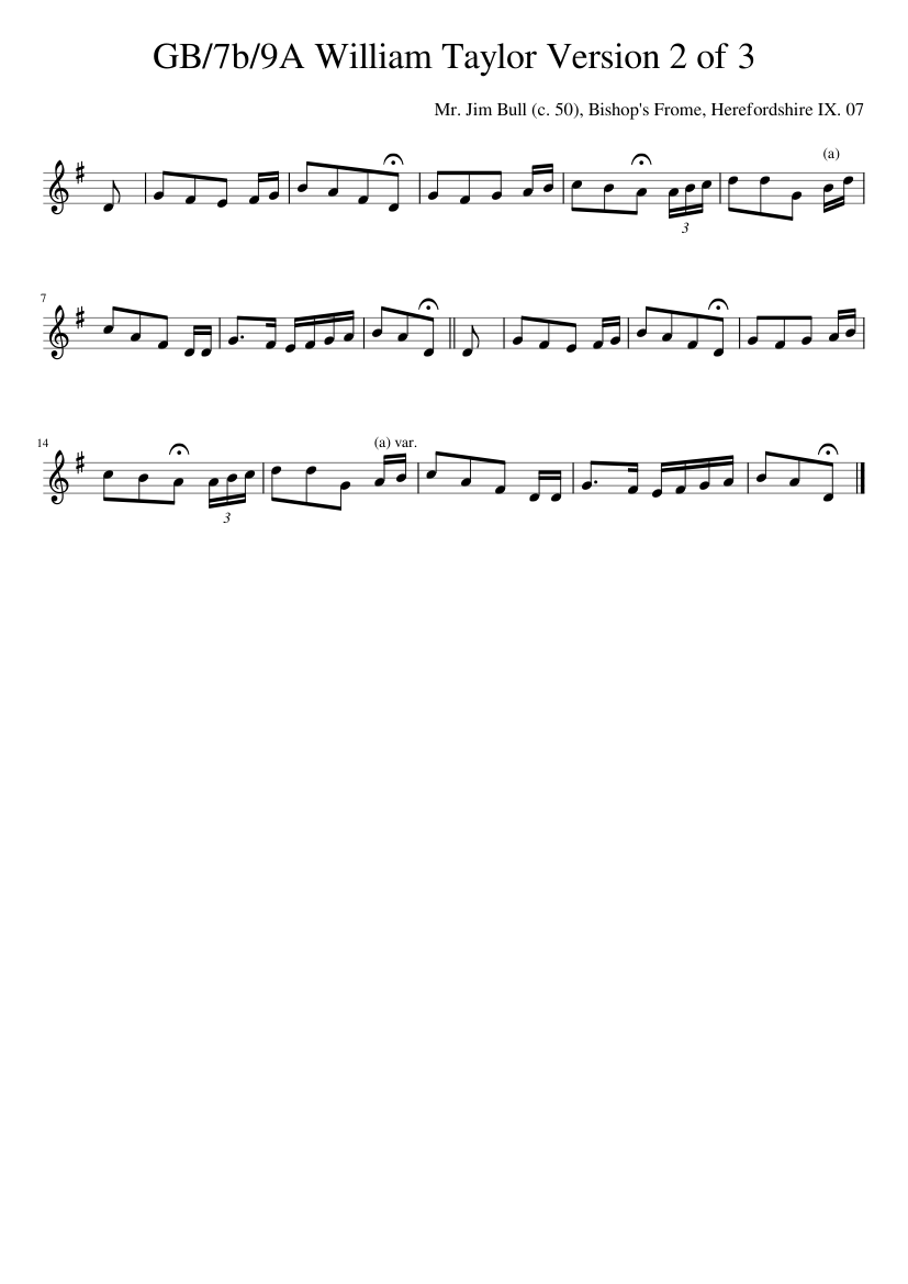 GB/7b/9A William Taylor Version 2 of 3