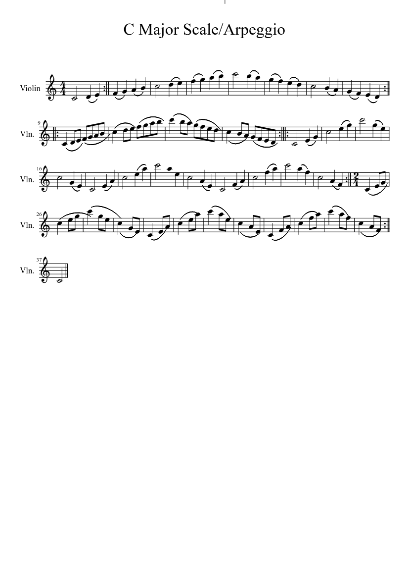 C Major Scale/Arpeggio Sheet Music for Violin (Solo) | MuseScore.com