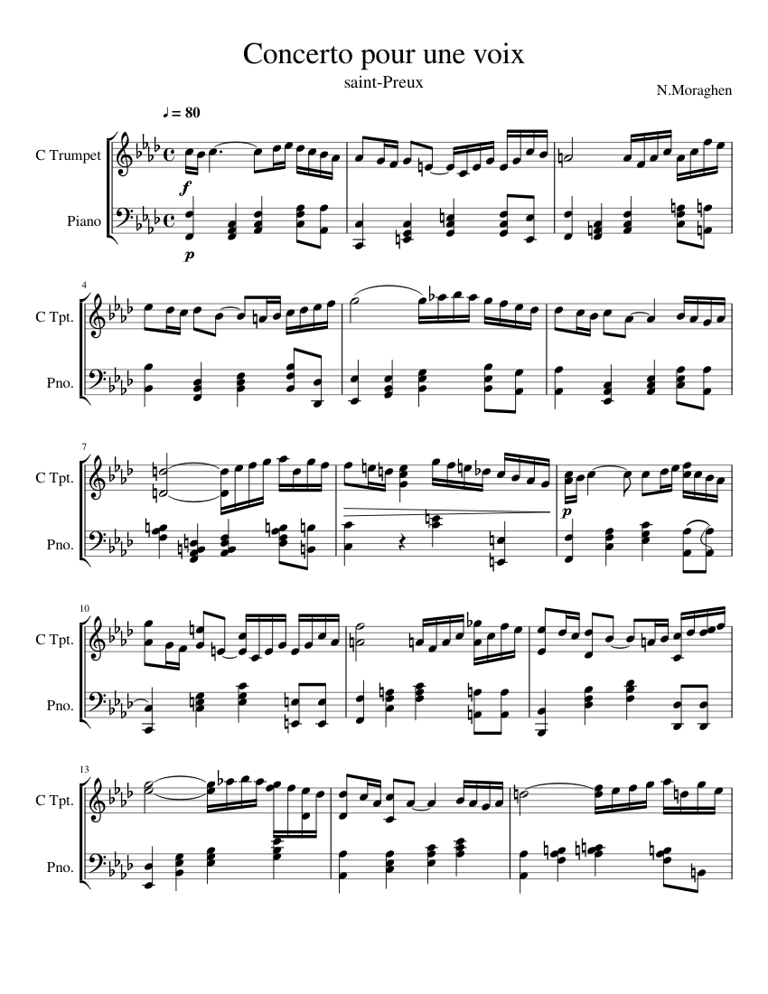 Concerto pour une voix Sheet music for Piano, Trumpet in c (Solo) |  Musescore.com