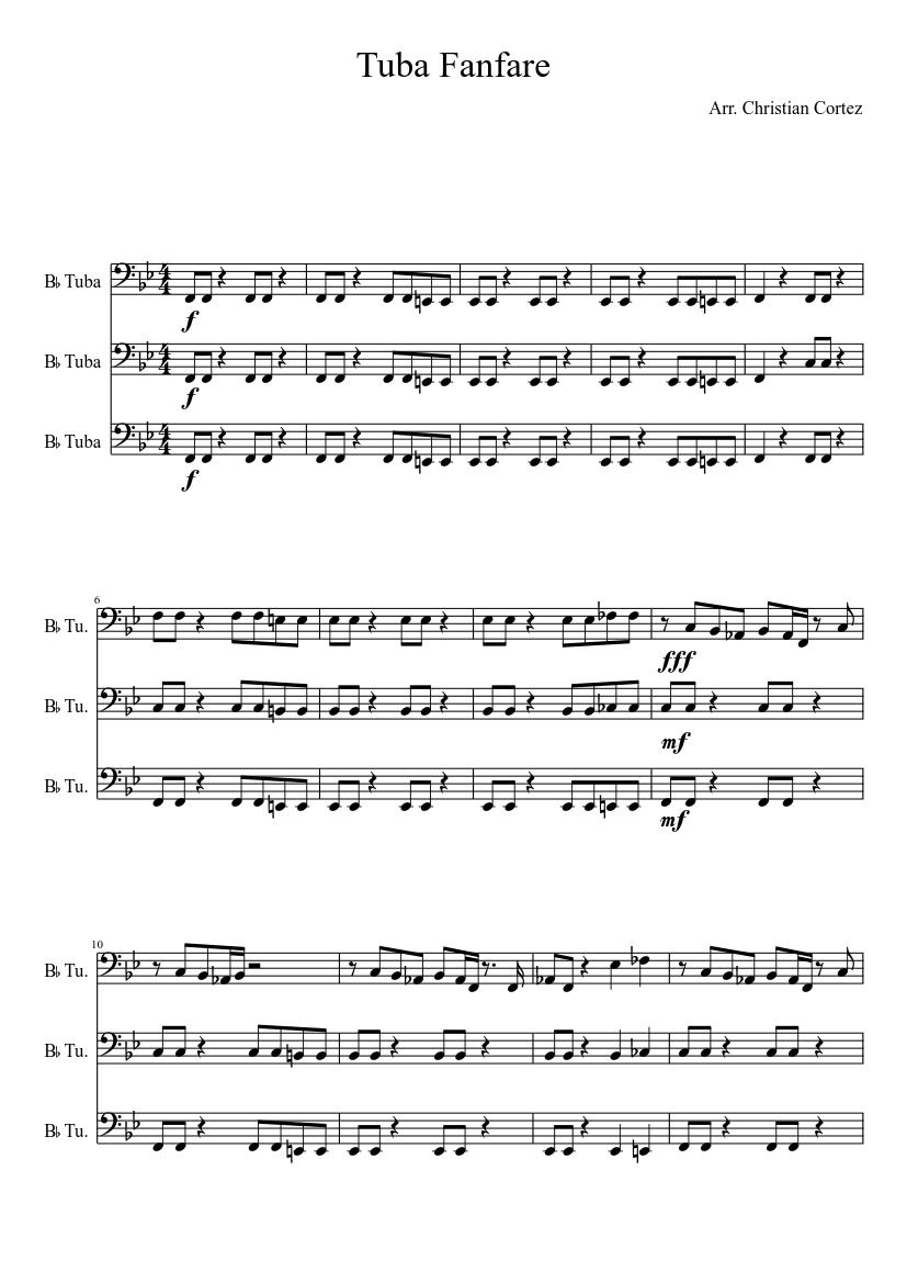 Tuba Fanfare Sheet music for Tuba (Mixed Trio) | Musescore.com