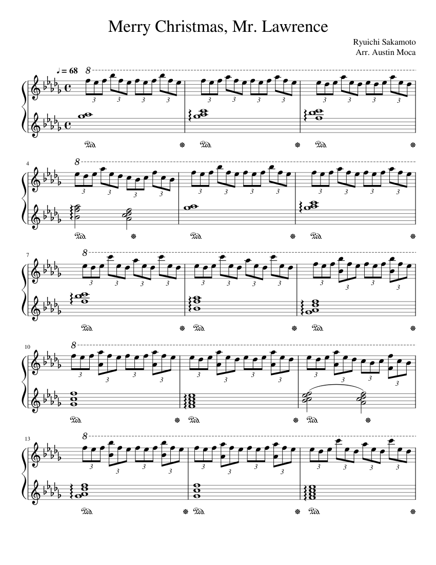 Merry Christmas, Mr. Lawrence (Forbidden Colours) Sheet music for Piano  (Solo) | Musescore.com