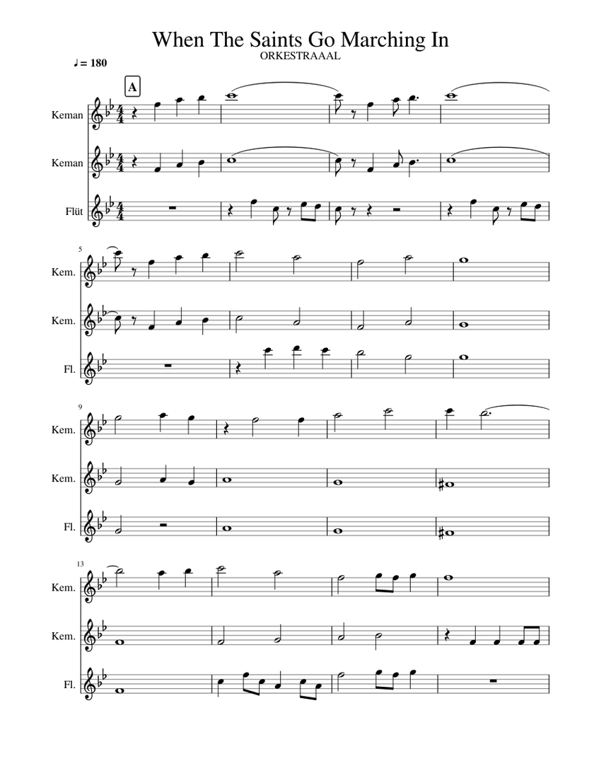 When The Saints Go Marching In Sheet music for Flute, Violin (Mixed