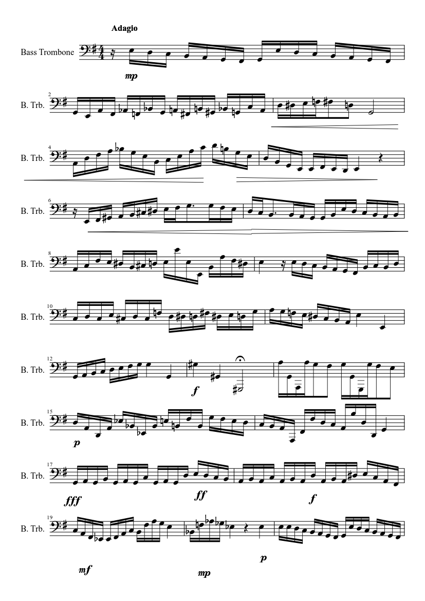 Tmea Bass trombone Etude Sheet Music for Trombone bass (Solo ...