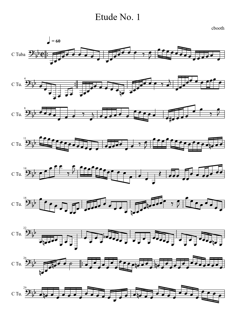 Tuba Etude No. 1 Sheet Music for Tuba (Solo) | MuseScore.com