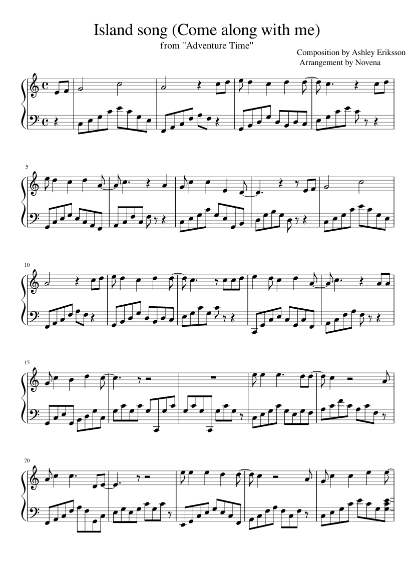 Island Song Come Along With Me Sheet Music For Piano Solo Musescore Com