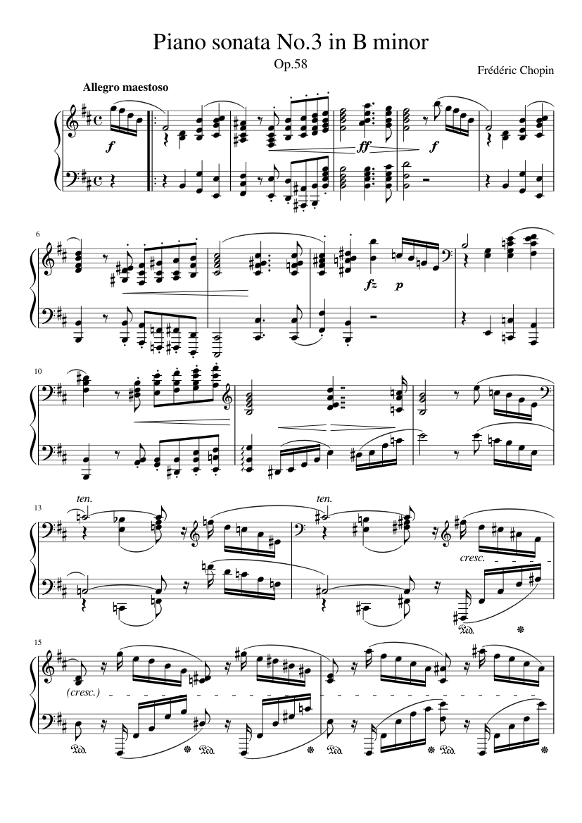 ピアノソナタ第3番 ロ短調 Op.58 第1楽章 楽譜 ピアノ (ソロ