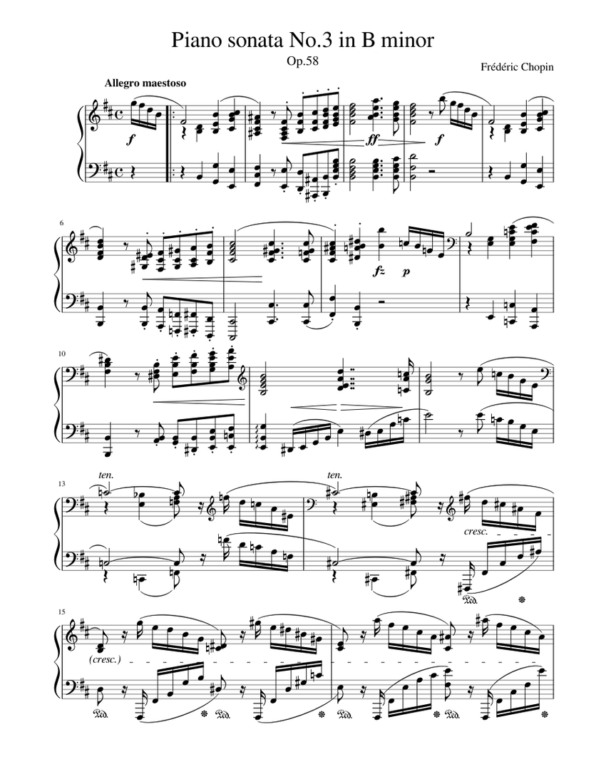 Piano sonata No.3 in B minor Op.58, 1st movement Sheet music for Piano  (Solo) | Musescore.com