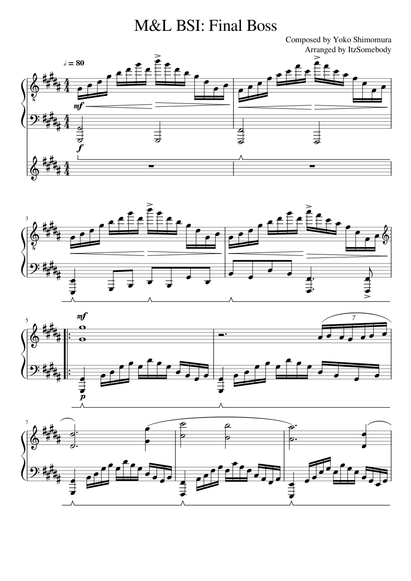galning effektiv spiralformet Mario and Luigi: Bowser's Inside Story Final Boss - ItzSomebody Sheet music  for Piano (Solo) | Musescore.com