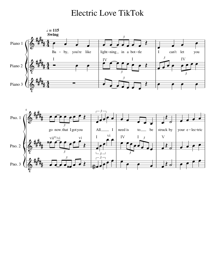 Electric Love TikTok Sheet music for Piano (Mixed Trio)