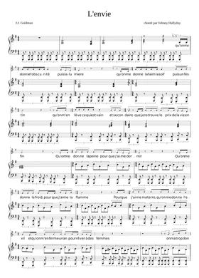 Free Je Te Promets, L'envie by Johnny Hallyday sheet music | Download PDF  or print on Musescore.com