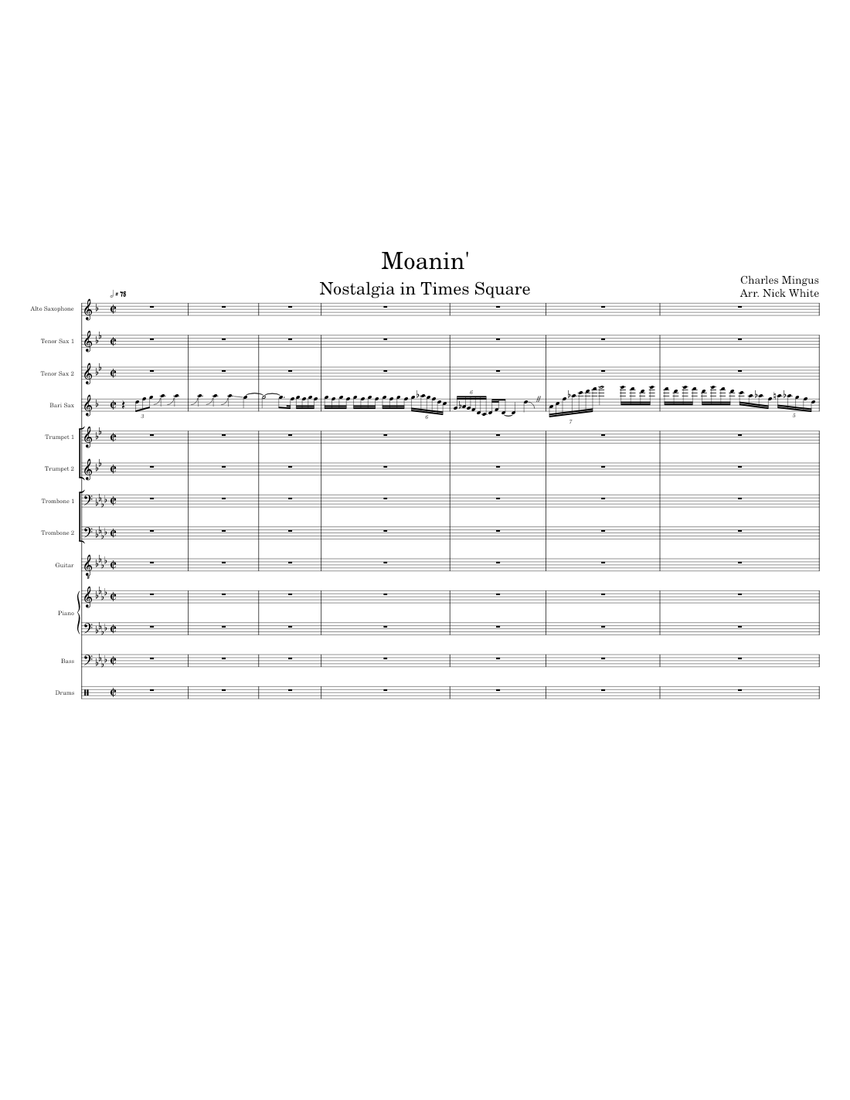 Moanin Charles Mingus Sheet music for Piano, Trombone, Saxophone alto