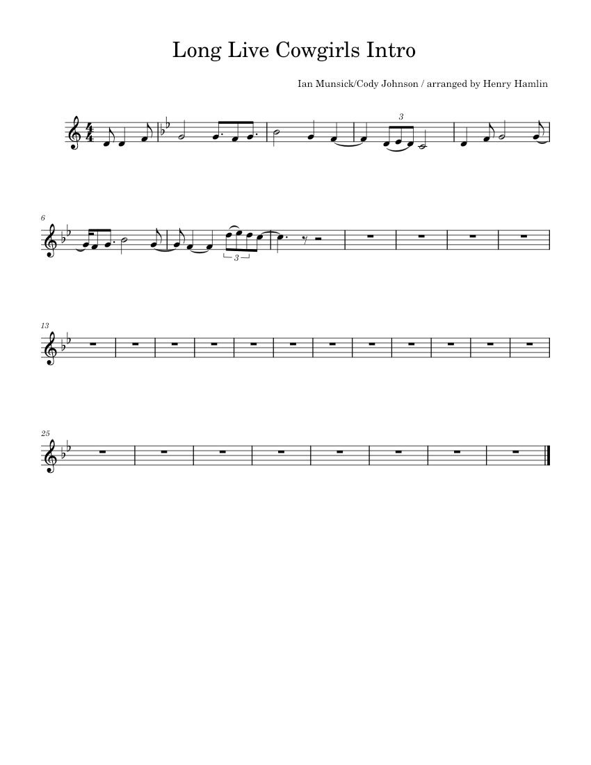 Long Live Cowgirls Cody Johnson Long Live Cowgirls Intro Sheet music