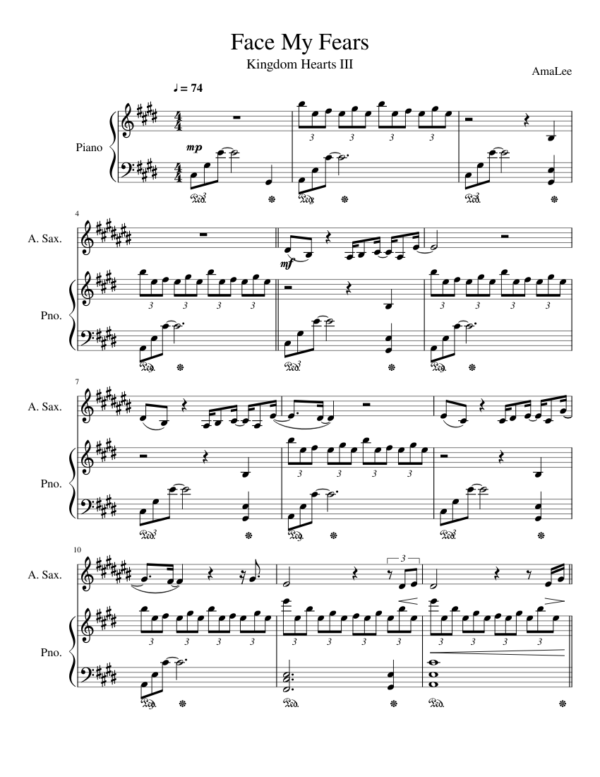 Face My Fears Alto Sax Sheet music for Piano, Saxophone alto (Solo) |  Musescore.com