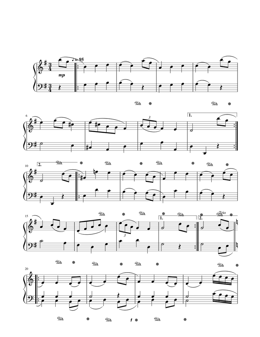 Minuet in G major, K.1/1e - Wolfgang Amadeus Mozart Sheet music for Piano  (Solo) | Musescore.com
