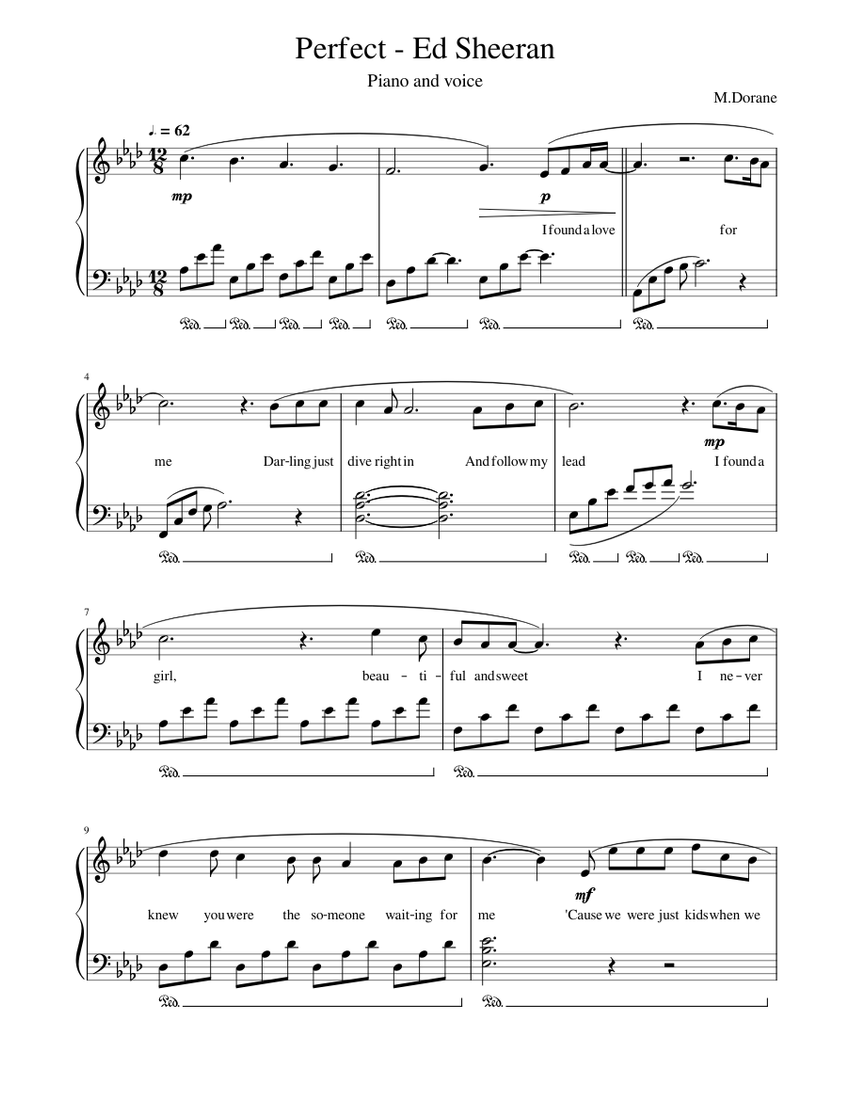 Perfect_-_Ed_Sheeran Sheet music for Piano (Solo) | Musescore.com