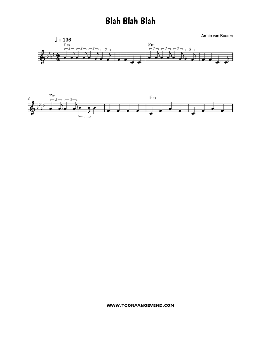 Blah Blah Blah - Armin van Buuren Sheet music for Piano (Solo) |  Musescore.com
