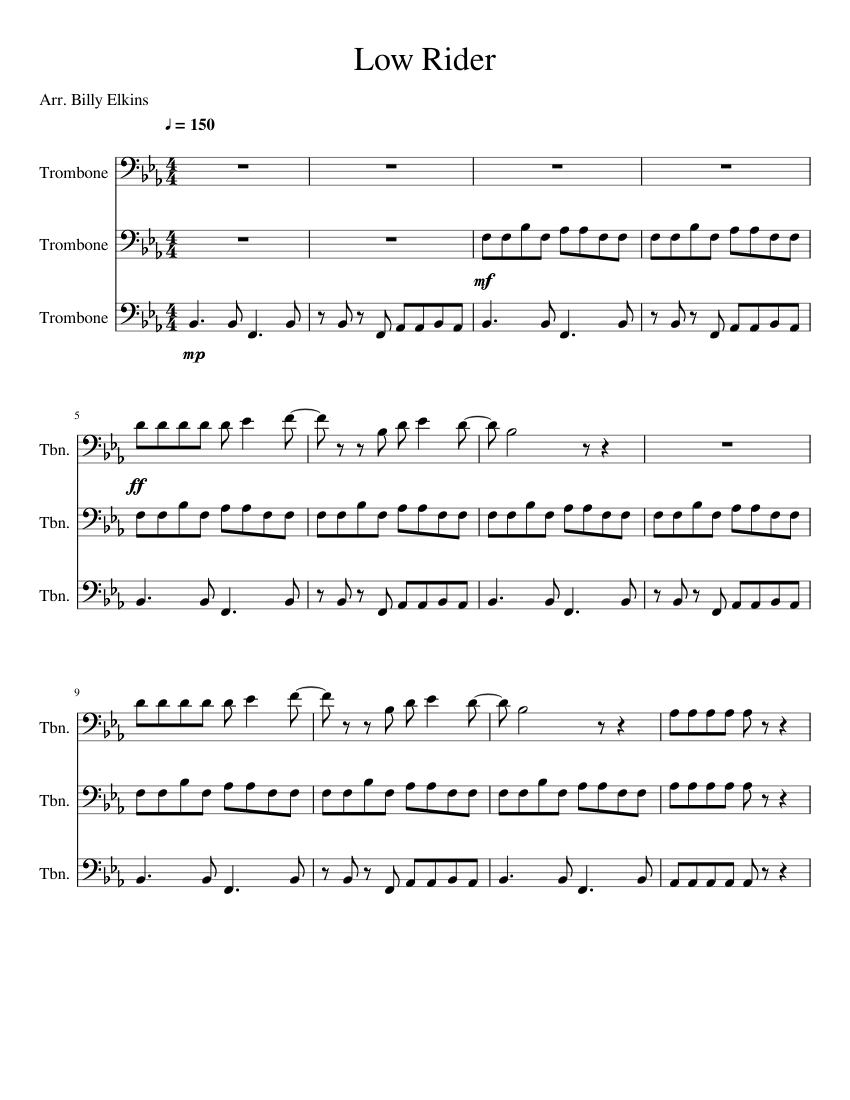 Low Rider Notes Low Rider Sheet music for Trombone (Mixed Trio) | Musescore.com