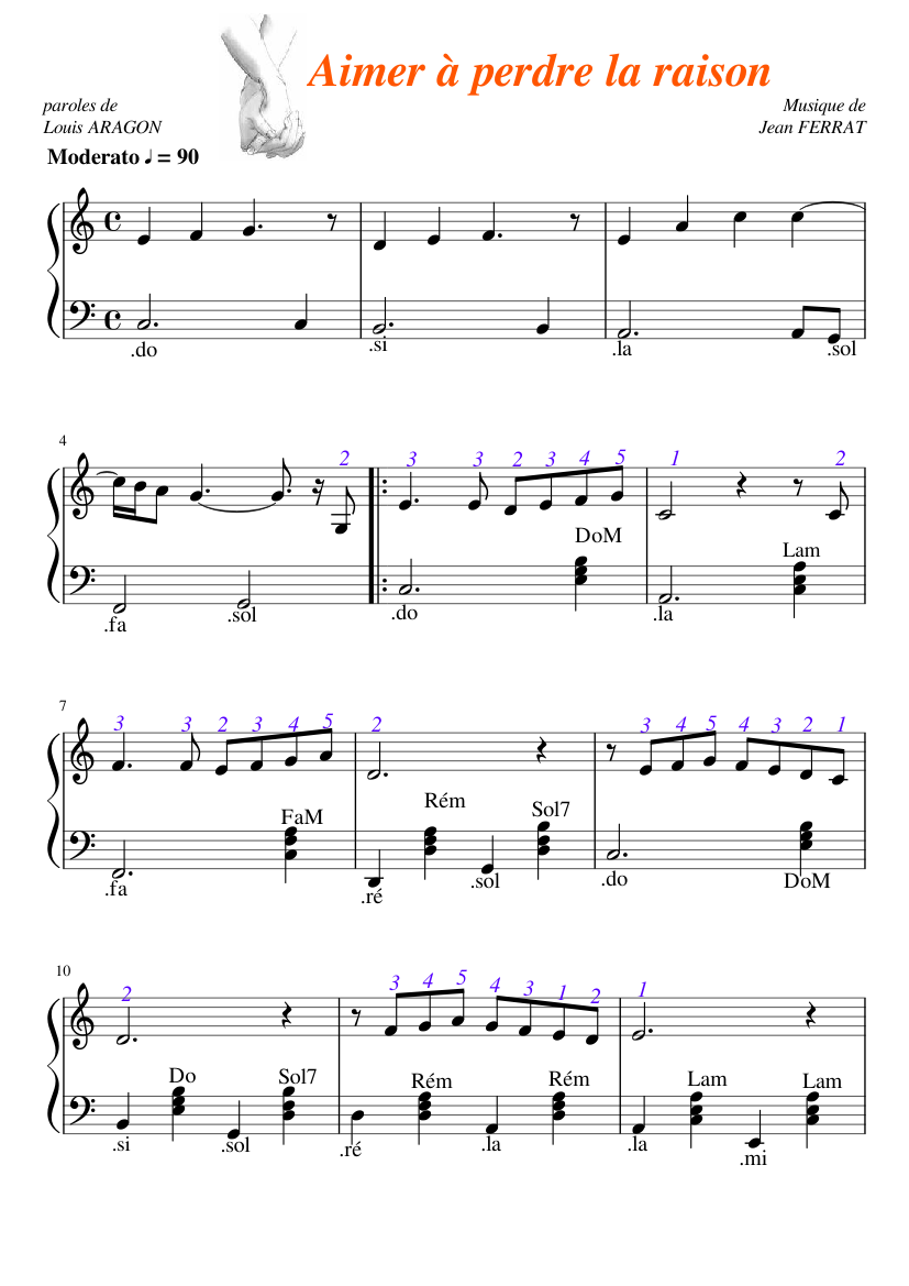 Aimer à perdre la raison Sheet music for Accordion (Solo) | Musescore.com