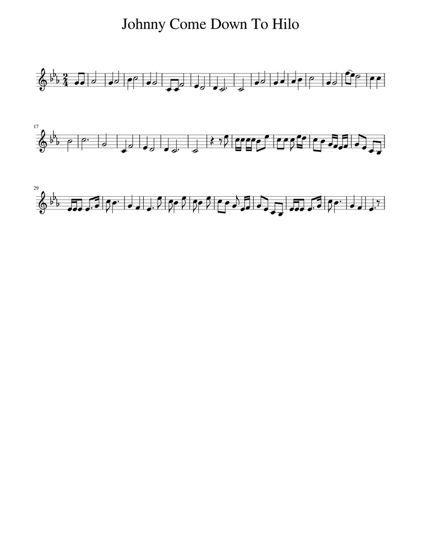 Johnny Come Down To Hilo Sheet music for Piano (Solo)