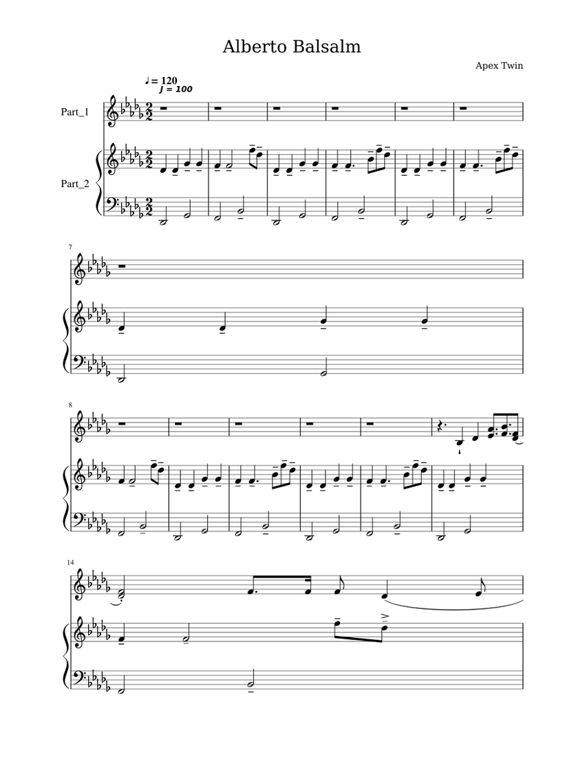 Apex Twin Alberto Balsalm piano cover PetukhinaKristina Sheet music for  Piano, Vocals (Piano-Voice) | Musescore.com