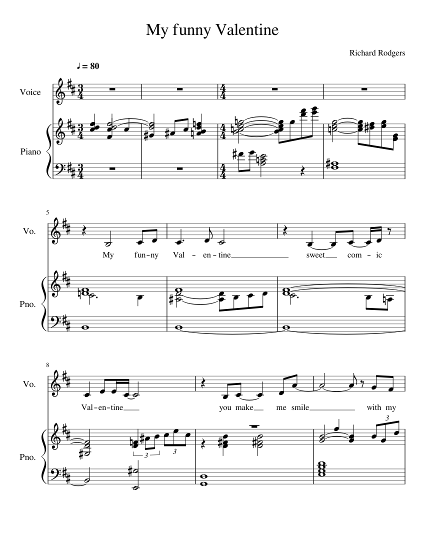 My Funny Valentine Sheet music for Piano, Vocals (Piano-Voice) |  Musescore.com