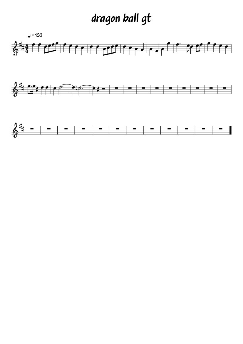 Dragon Ball GT Opening 1 Sheet music for Flute (Solo)