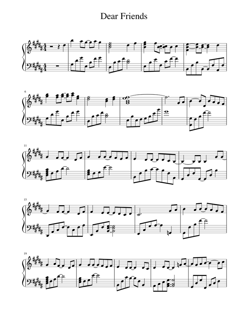 Dear Friends Sheet Music For Piano Solo Musescore Com